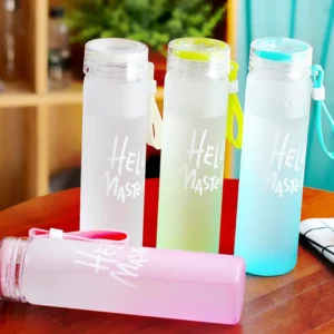 Drinking Juice Glass Water Bottle Colorful BPA FREE High Borosilicate Glass Frosted Matte