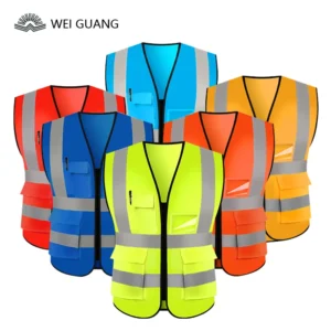 Work Safety Vest Reflective High Visibility Safety Vest With Pockets Custom Logo Multi Function Security Construction